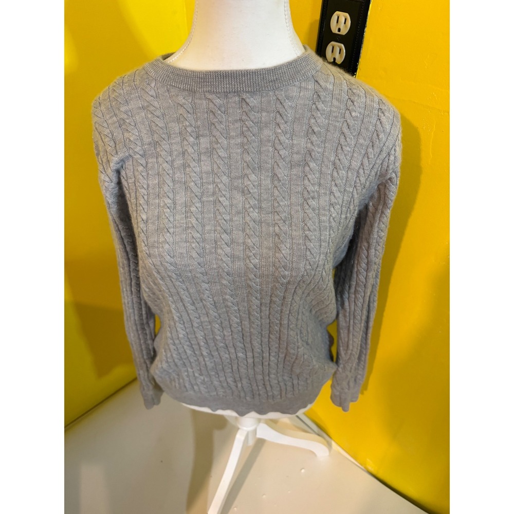 Peter Millar 100% Cashmere Cable Knit Crewneck Sweater Gray Mens Size M Luxury